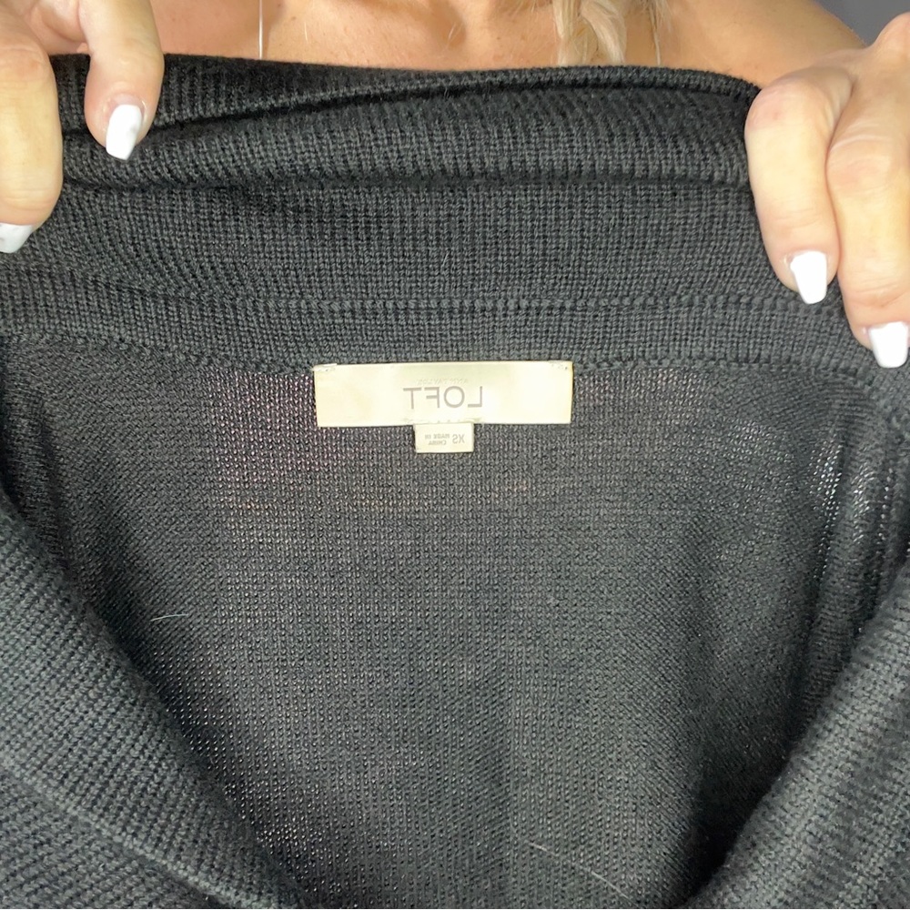 LOFT Off-Shoulder Foldover Black‎ Sweater - Picture 9 of 10